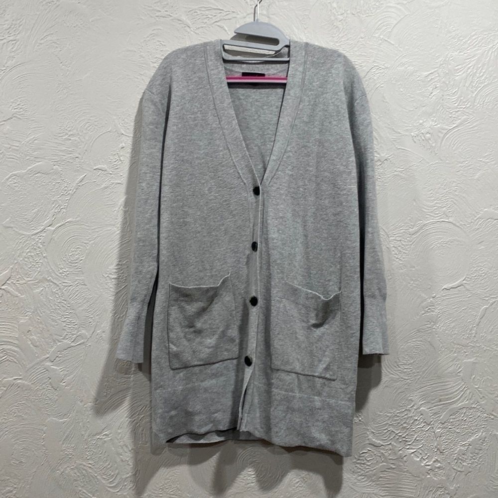 J.CREW V-NECK WOOL BLEND LONG CARDIGAN IN GRAY SIZE SMALL